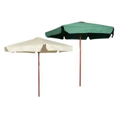 OMBRELLONE TONDO IN LEGNO Ø 250 cm - palo mm 38 - 6 stecche - verde