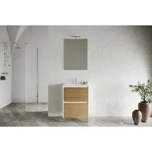 MOBILE BAGNO LISBONA 2C  60 BIANCO L./ROV.NATURALE