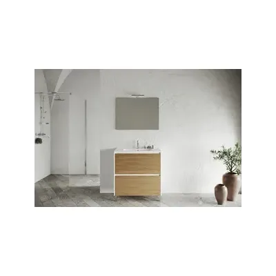 MOBILE BAGNO LISBONA 2C  80 BIANCO L./ROV.NATURALE