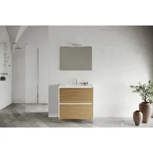 MOBILE BAGNO LISBONA 2C  80 BIANCO L./ROV.NATURALE
