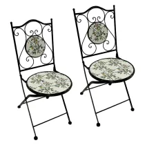 COPPIA SEDIE PER TAVOLO MOSAICO 'FLORA' cm 38 x h. 46 - 92