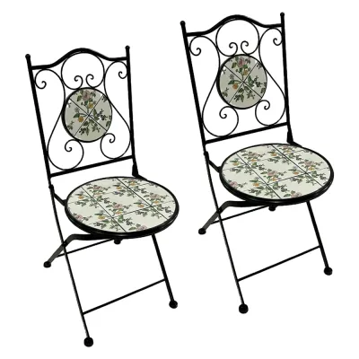 COPPIA SEDIE PER TAVOLO MOSAICO 'FLORA' cm 38 x h. 46 - 92