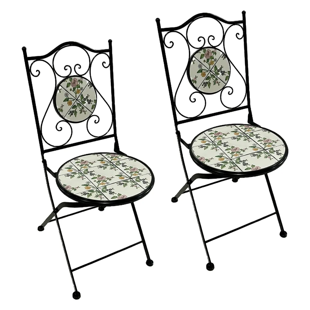 COPPIA SEDIE PER TAVOLO MOSAICO 'FLORA' cm 38 x h. 46 - 92