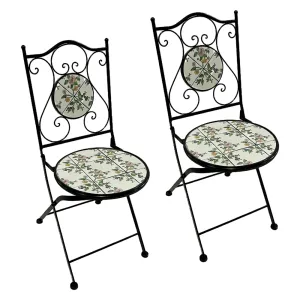 COPPIA SEDIE PER TAVOLO MOSAICO 'FLORA' cm 38 x h. 46 - 92