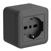 CASSETTA FIXA DA PARETE P/INT. 1 BIP/SCHUKO NERA