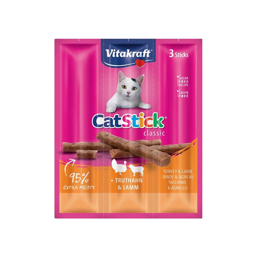 ALIMENTO PER GATTI 'CAT-'STICK MINI' gusto tacchino e agnello - cf. 18 gr.