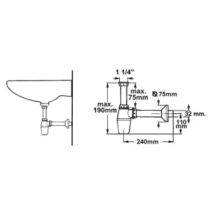 SIFONE BOTTIGLIA 1 1/4"ACCIAIO CROM