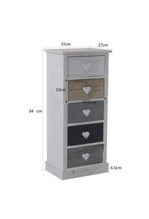 WHITE CHEST OF DRAWERS 5 DRAWERS 84X37X27