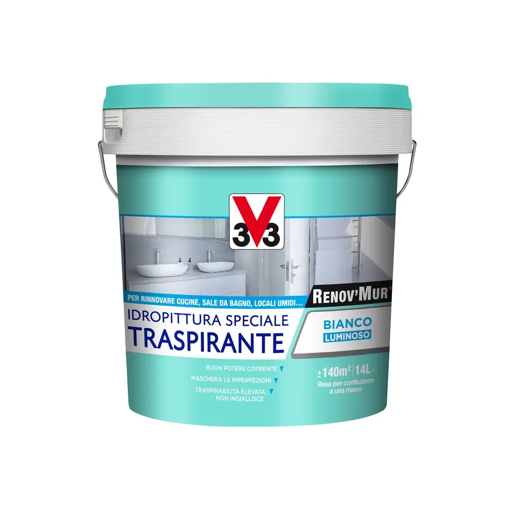 V33 RENOVMUR TRASPIRANTE BIANCO OPACO LT.14