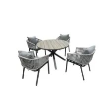 C SET TAVOLO C/4 SEDIE ALU ROUND GRIGIO