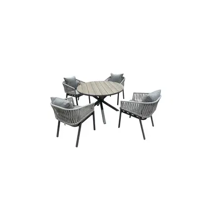 C SET TAVOLO C/4 SEDIE ALU ROUND GRIGIO