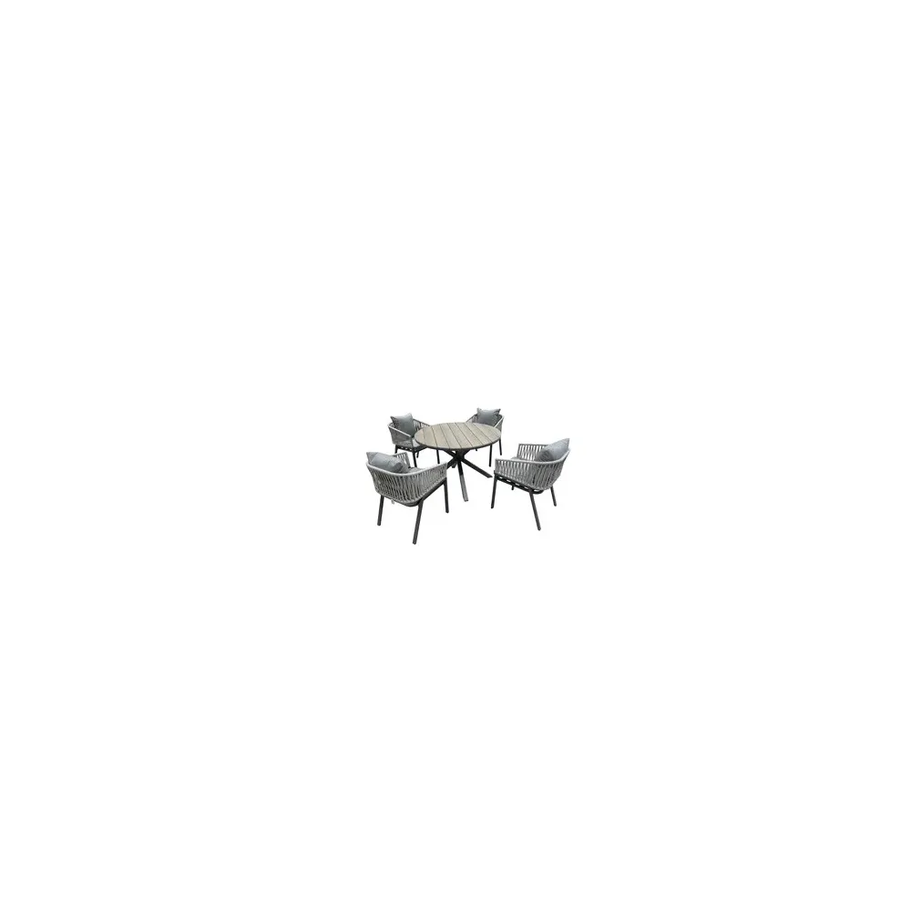 C SET TAVOLO C/4 SEDIE ALU ROUND GRIGIO