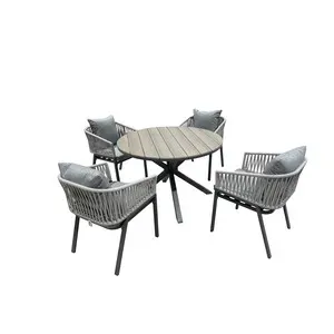 C SET TAVOLO C/4 SEDIE ALU ROUND GRIGIO