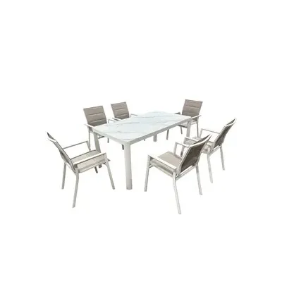 C SET TAVOLO C/6 SEDIE ALU STONE