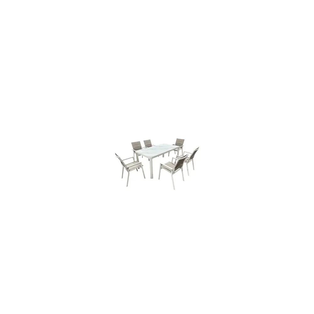 C SET TAVOLO C/6 SEDIE ALU STONE