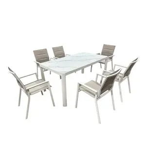 C SET TAVOLO C/6 SEDIE ALU STONE