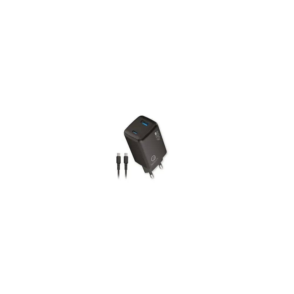 CARICATORE GAN 45W NERO USB-C/USB-A CAVO USB-C/USB-C
