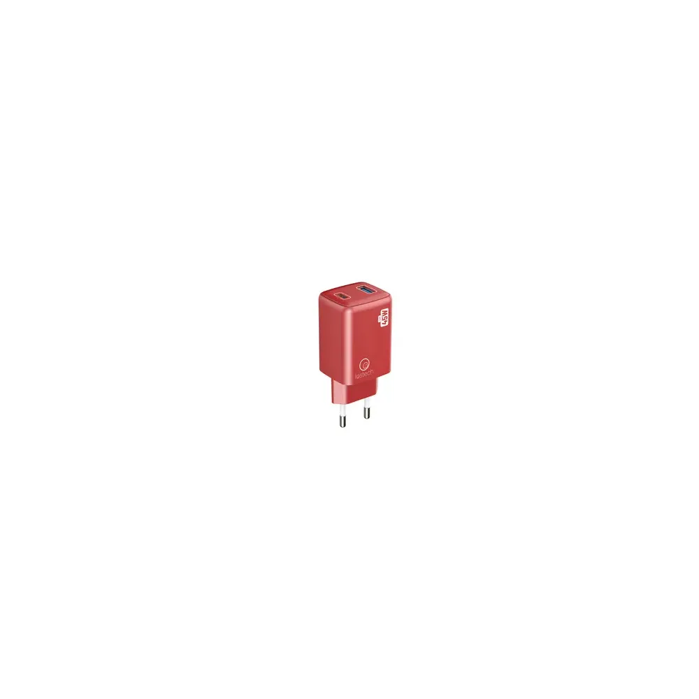 CARICATORE GAN 45W ROSSO USB-C/USB-A CAVO USB-C/USB-C