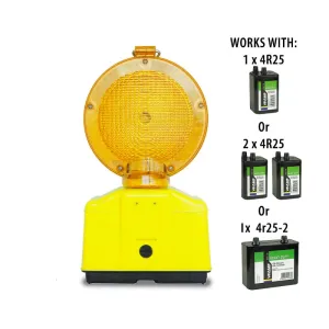 LAMPADA DA CANTIERE LAMPEGGIANTE 'DOUBLE BLINK ROAD' corpo giallo fluo - diffusore arancione