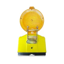 LAMPADA DA CANTIERE LAMPEGGIANTE 'DOUBLE BLINK ROAD' corpo giallo fluo - diffusore arancione