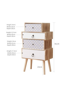 BEDSIDE CHEST OF 4 DRAWERS 81X45X29CM
