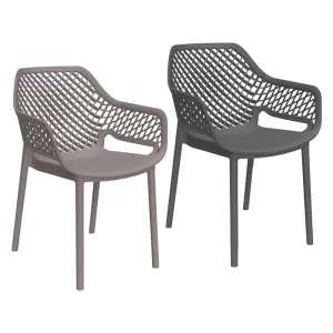 SEDIA IN POLIPROPILENE SCHIENALE FORATO 'ARIA ARMCHAIR' taupe