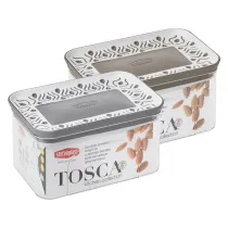 BARATTOLO RETTANGOLARE 'TOSCA' bianco/tortora
