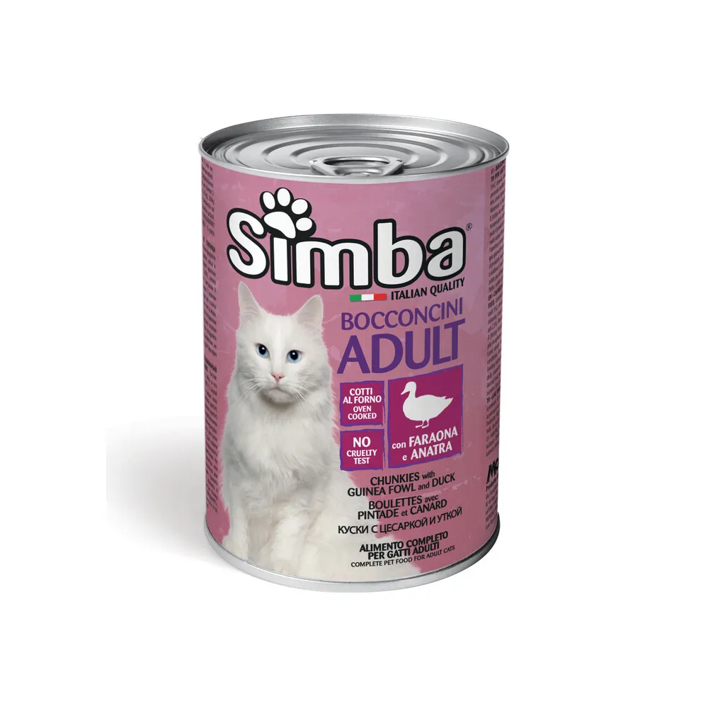 BOCCONCINI PER GATTI 'SIMBA' faraona e anatra - gr 415 (24 PZ)