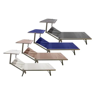 LETTINO SPIAGGIA CON PARASOLE 'ATRANI' telo colore sabbia (2 PZ)