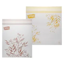 SACCHETTI PER ALIMENTI RICHIUDIBILI motivo ocra - cm 16,5 x 15 - pz 25