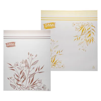 SACCHETTI PER ALIMENTI RICHIUDIBILI motivo ocra - cm 16,5 x 15 - pz 25