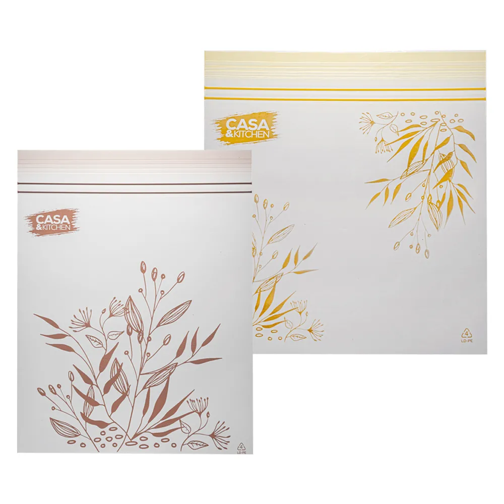 SACCHETTI PER ALIMENTI RICHIUDIBILI motivo ocra - cm 16,5 x 15 - pz 25