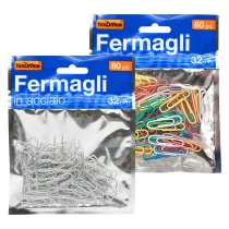 FERMAGLI PER CARTA metallo plastificato mm.32 - 80 pz (12 CF)