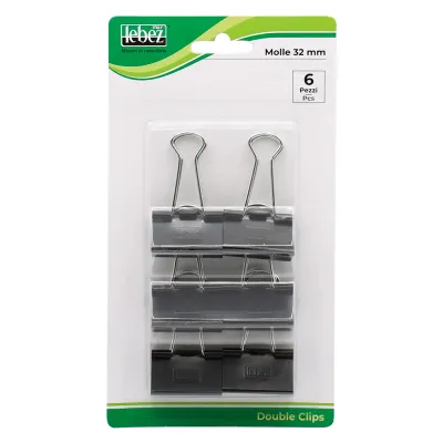 MOLLA FERMACARTE 'DOUBLE CLIP' mm 32 - pezzi 6 (24 BL)