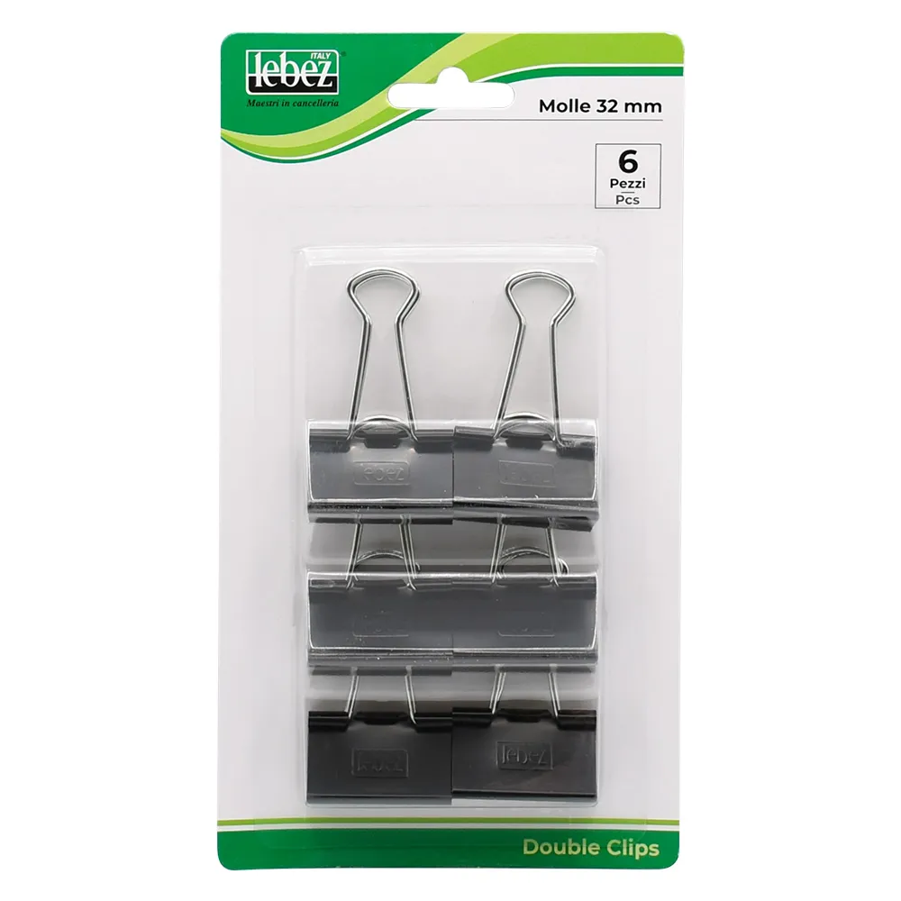 MOLLA FERMACARTE 'DOUBLE CLIP' mm 32 - pezzi 6 (24 BL)