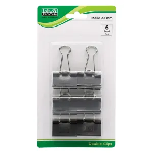 MOLLA FERMACARTE 'DOUBLE CLIP' mm 32 - pezzi 6 (24 BL)