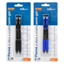 PENNA A SCATTO CON CLIP inchiostro blu - 2 pezzi (12 BL)